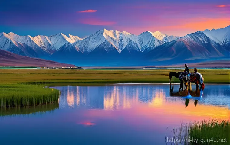 키르기스스탄에서 가볼 만한 산맥 - A vibrant scene in the Alay Valley within the Pamir mountains, showcasing the rich colors of the lan...